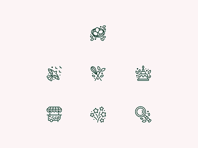 Icons for confectionery bird branding cake confectionery design dribbble food icon icon line iconcollection iconset logo logo line logotype ui vector