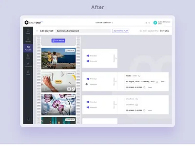 Interactive digital signage admin - Edit playlist - After admin before after design edit playlist ui ux web