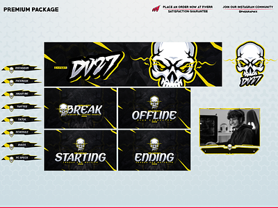 SKULL HEAD! 3d animation branding design graphic design illustration layout logo motion graphics streaming twitch twitch overlay ui vector