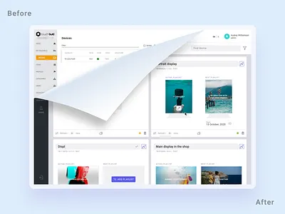Interactive digital signage admin - Devices admin before after design ui ux web