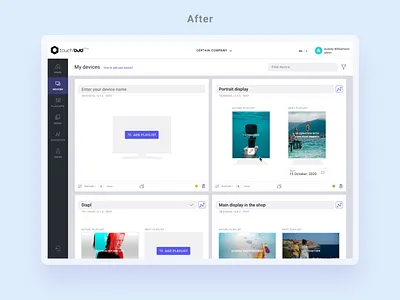 Interactive digital signage admin - Devices - After admin before after design ui ux web