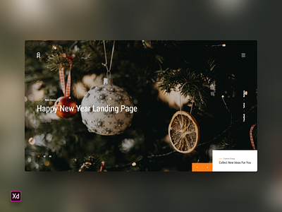 Happy New Year Hero Header landing page template app branding design flat illustration landing themeforest typography vector web