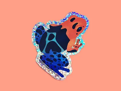Poison Dart Frog Glitter Sticker amphibian art character colorful cute design flair frog illustration sticker vector