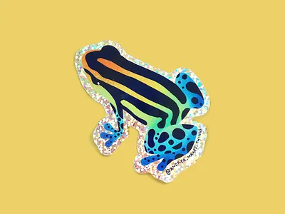 Rainbow Frog Glitter Sticker amphibian art colorful cute design flair frog illustration sticker vector