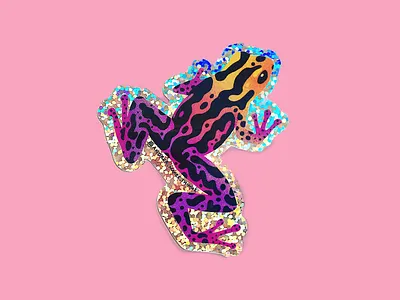 Purple Frog Glitter Sticker amphibian animal art colorful cute flair frog illustration sticker swag vector
