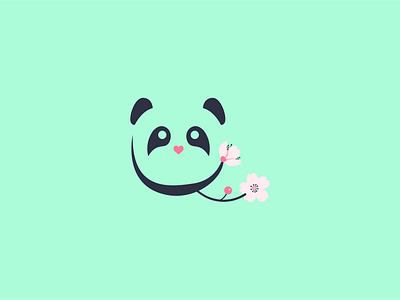 Qexie branding cherry blossom cute design heart illustration letter logo logo design logodesign mint green navy negative space panda panda bear panda logo peach pink q teal