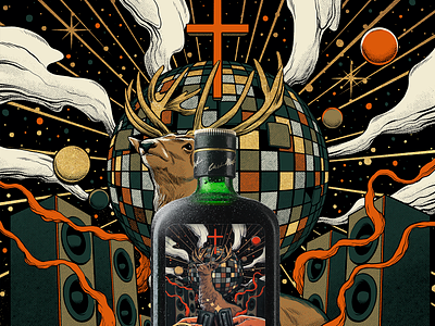 Jägermeister bottle deer drink jägermeister music package design packaging space spaceart