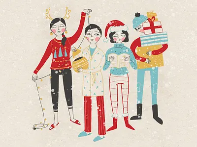 Xmas christmas decorating editorial festive gifts holiday holiday design illustration people seasons greetings spirit texture vector winter xmas