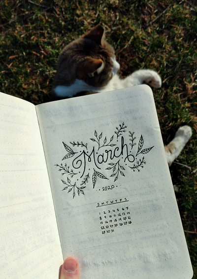 March 2020 calendar cursive font custom custom lettering design flower graphic design hand lettering illustration lettering organization type typography