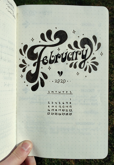 February 2020 70s calendar custom lettering design graphicdesign groovy hand lettering illustration organization type typography