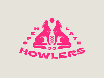 Howlers animal badge branding diner flower food geometric illustration logo moon restaurant wolf
