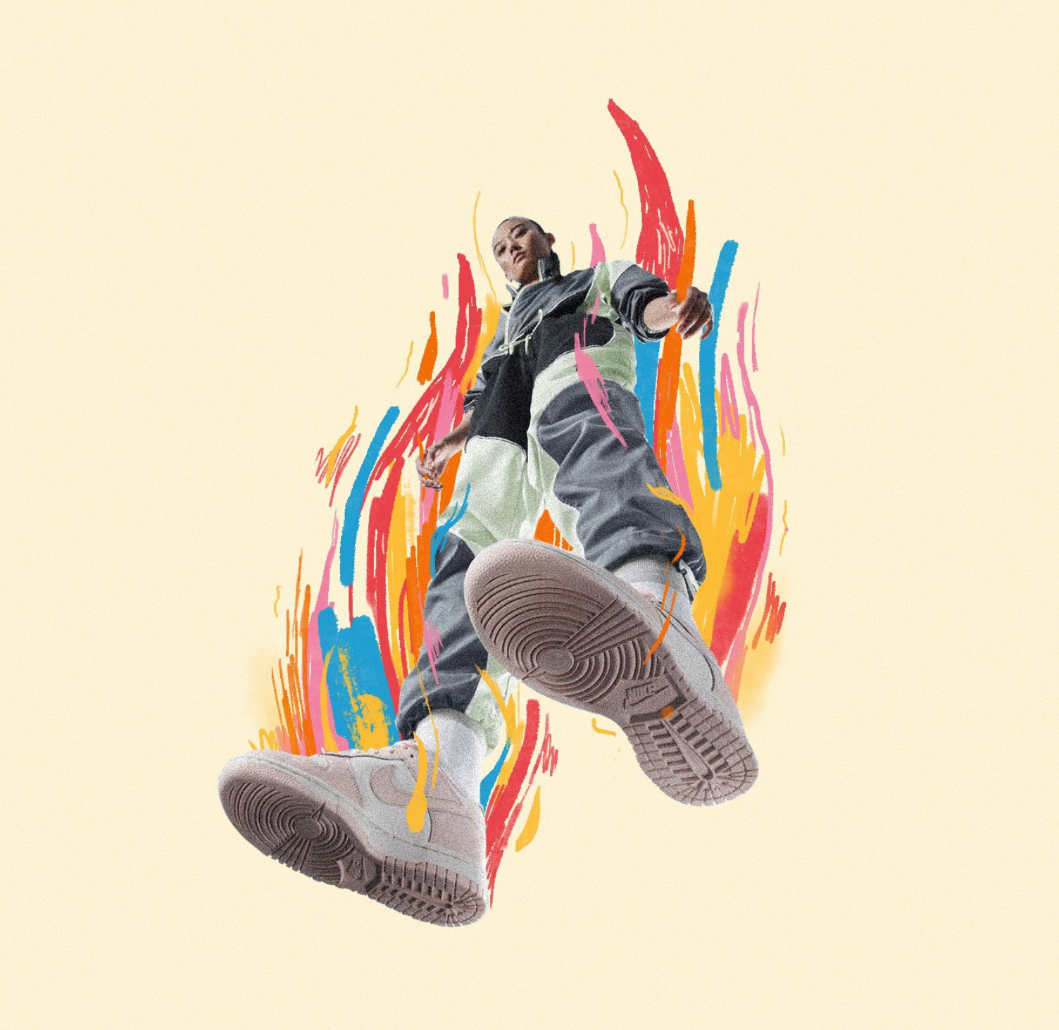 Fire abstract collage colors digital art fashion fire illustration nike photography sneakers textures