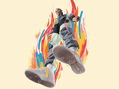 Fire abstract collage colors digital art fashion fire illustration nike photography sneakers textures