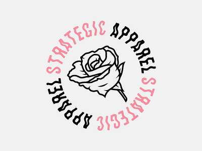 Strategic Apparel Rose Badge apparel badge bold brand brand design brand identity branding idenity identity design logo merch rose skate strategic streetwear type typography vanguard