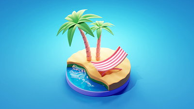 Animated Beach Tutorial 3d animation beach blender diorama illustration render sea summer tutorial