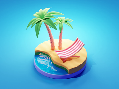 Animated Beach Tutorial 3d animation beach blender diorama illustration render sea summer tutorial