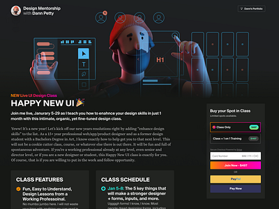 Join my Live UI Design Class! 3d announcement checkout class course e commerce event home page homepage illustration interface design landing page shopping ux web design