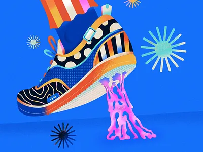Clown Couture bright clown colorful cute fashion flat fun funny graphic graphic design gum happy illustration illustrator pattern person simple sneaker texture vector graphic