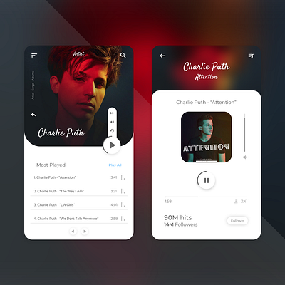 Mobile Music Player UI design ui