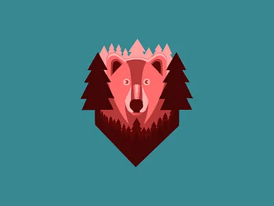 Look animal bear design forest gaze illustration tree vector