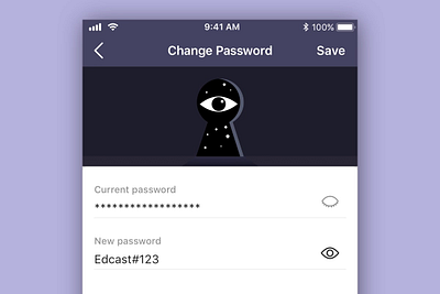 Change Password animation change password eye lock