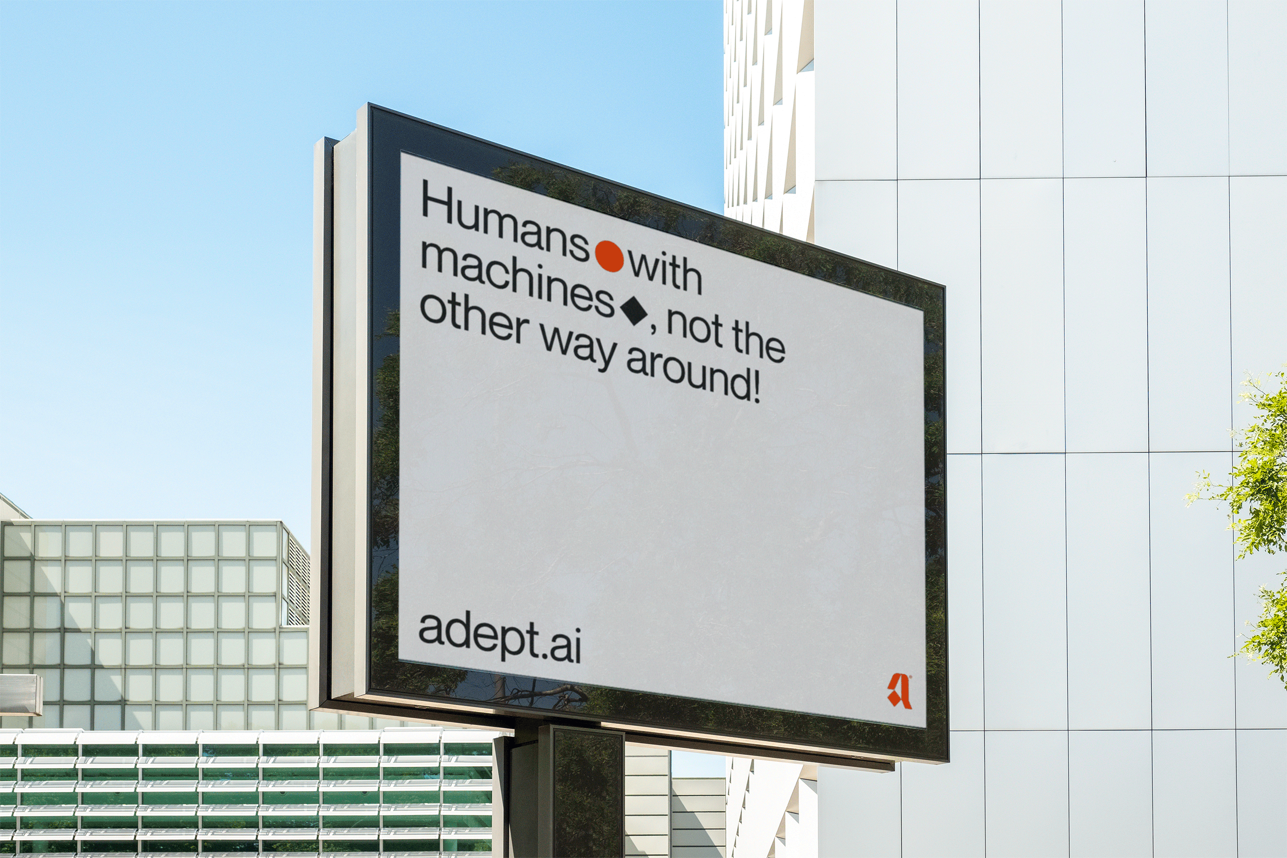 Adept® artificial intelligence billboard brand identity branding futuristic logo machine learning ml print science symbol technology