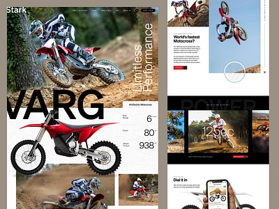 Stark Varg Electric MotoCross Bike clean design dirt bike ecommerce ev figma grid homepage landing page minimal motocross motorcycle outdoors stark future typography ui varg web web design website