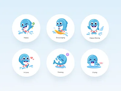 Mascot Emoji Design for CheckMath 3d animal animation app brand brand innovation design branding cute design dolphin expression icon illustration logo mascot mobile app promote marketing strategies ui vector
