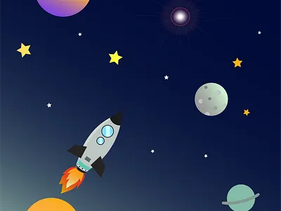 space n roket design flatdesign illustration
