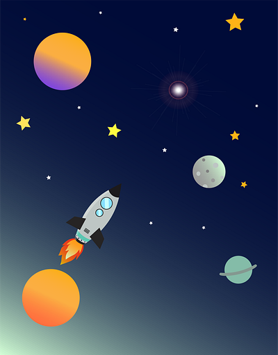 space n roket design flatdesign illustration