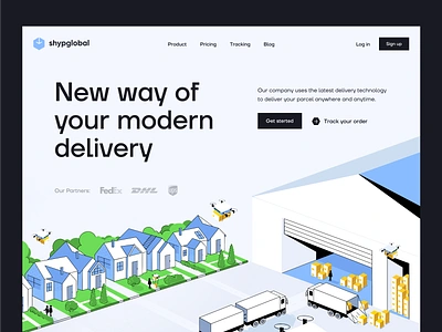 Shypglobal Delivery - Landing Page cargo clean delivery drondelivery home delivery illustartion landing page logistic minimal order parcel shipping track order transport web design website