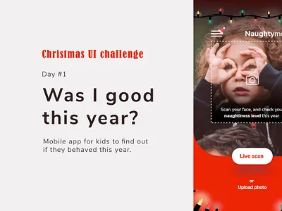 Kids app - face scan, naughtiness measurement adobe xd adobexd application application ui christmas day1 first screen interface ui ui challenge uiux ux