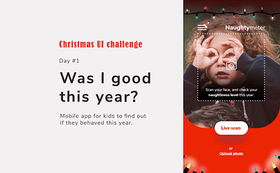 Kids app - face scan, naughtiness measurement adobe xd adobexd application application ui christmas day1 first screen interface ui ui challenge uiux ux