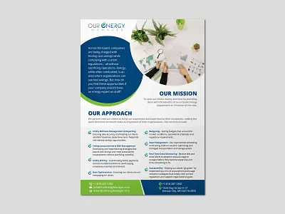 Flyer for Our Energy a4 size black blue brochure clean corporate design energetic energy flyer green professional solar topic white wind
