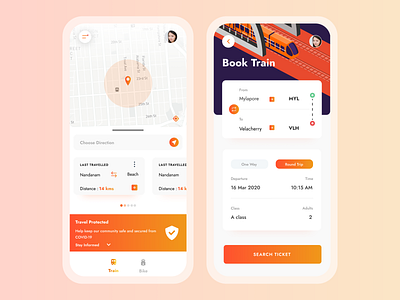 Train / Metro App - Concept app flat illustration minimal trainapp travel typography ui uiux