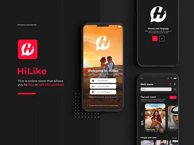 Hilike mobile app. Marrige. Chat. app app design flat icon minimal mobile mobile app ui ux vector webdesign website