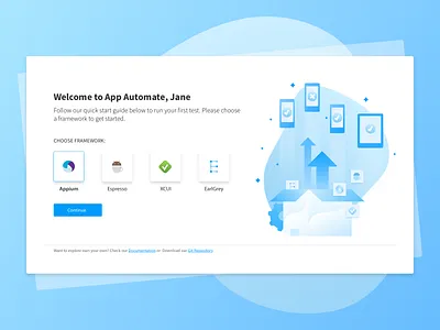 Get started with App Automate 2d appium browsers browserstack devices illustration mobile ui web website welcome
