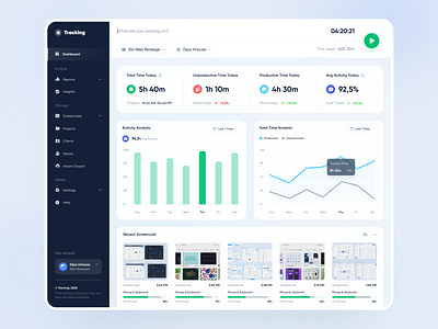 Tracking - Web App analytic app chart clean dashboard design designer hour report screencast time tracking ui uidesign ux uxdesign web web app web design website