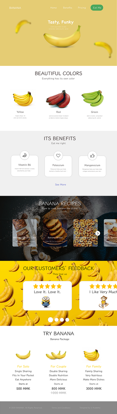 Banana Website adobe xd banana benefits fruits web web design website website design