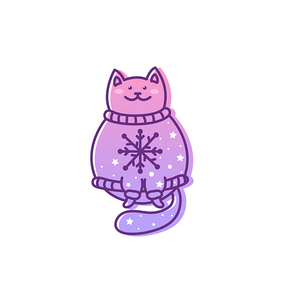 Cozy adobe illustrator adobe illustrator cc animal illustration cartoon cartoon character cartoon illustration character design cute animal cute cat cute illustration cuteart gradient illustration kawaii art lineart smile smiling snowflake stars vector illustration