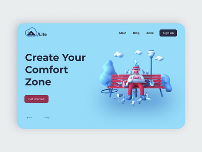 Create your comfort zone 3d illustration illustrator life page web