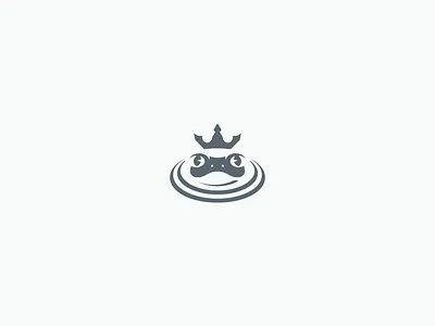 Pond King Logo animal branding clean crown frog frog logo frog prince frogs geometric logo logo design minimalist modern monochromatic negative space playful pond simple swamp