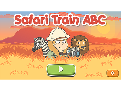 Safari Train ABC game main screen africa button design cartoon character cartoon game cartoon illustration cartoon lion cartoon style cartoon zebra cartoonish character design game art game design game ui landscape illustration lion main screen safari ui design vector illustration zebra