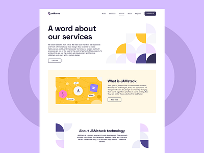 Unikorns Website - Services Page blog interface landing portfolio showcase ui unikorns ux web web design website