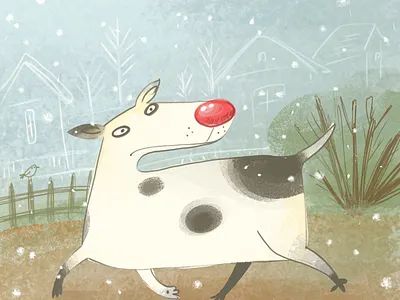 Neibour s dog animal clipart dog dogs illustration prints sticker stickers white dog winter zooza