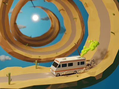 Bad trip 3d animation breaking bad fanart hypno illustration low poly lowpoly spiral