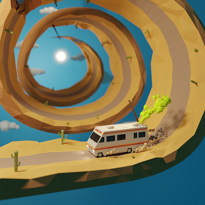 Bad trip 3d animation breaking bad fanart hypno illustration low poly lowpoly spiral