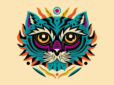 Tiger Face Illustration animal colourful curves design eyes face illustration stripes symmetry tiger