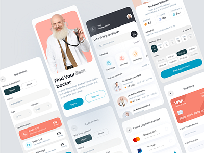 Doctor Mobile App booking app cleandesign clinic app doctor app medical app mobile app online appoinment online doctor app personal doctor ui ux design