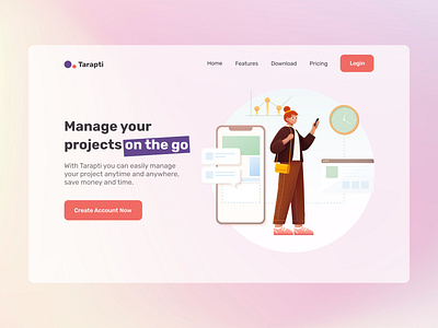 Project Management Hero Section [Live] app clean design design figma hero section interface landing page project management section ui uidesign userinterface web webdesign website